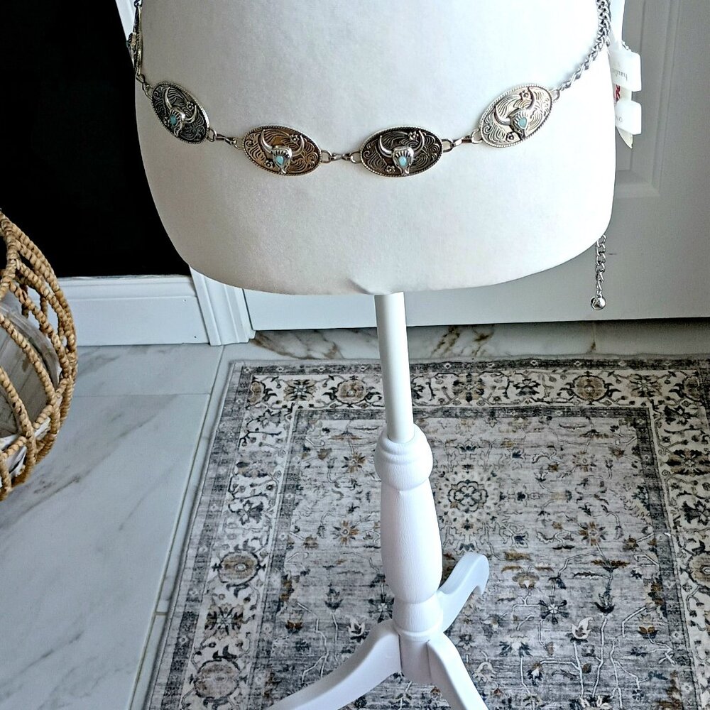 NEW! HAUTE HIPPIE Adjustable CONCHO CHAIN BELT - Picture 5 of 7